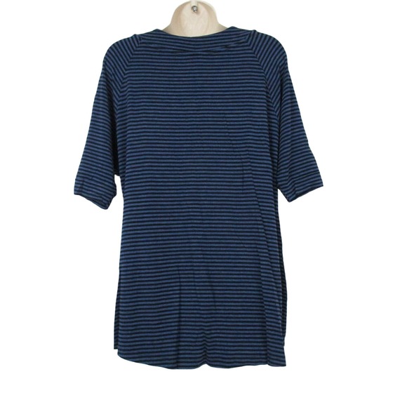 Soma Top Womens Medium Striped Knit Blue Black V-Neck Short Sleeve Casual Comfy - Picture 2 of 10